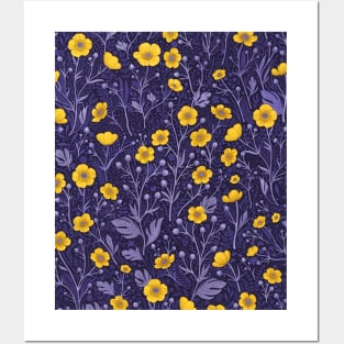 Buttercups, yellow and violet Posters and Art
